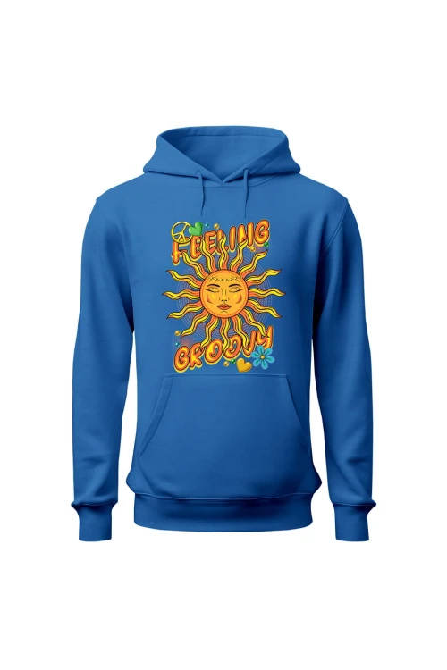 Bluza męska z kapturem Feeling Groovy - niebieska