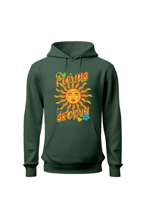 Bluza męska z kapturem Feeling Groovy - zielona