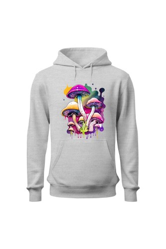 Bluza męska z kapturem Kolorowe Grzybki - szara