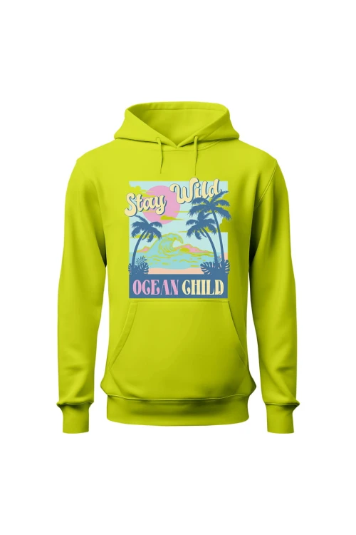 Bluza męska z kapturem Stay wild ocean child - limonka