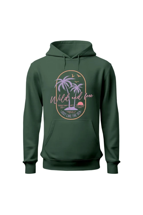 Bluza męska z kapturem Wild and free - zielona