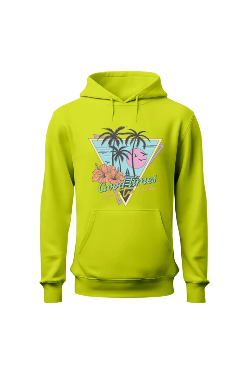 Bluza męska z kapturem Good times and tan lines - limonka