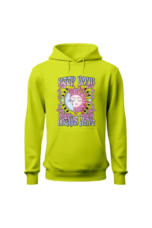 Bluza męska z kapturem Keep your dreams alive - limonka