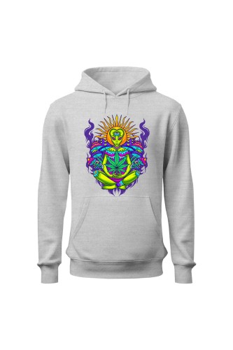 Bluza męska z kapturem Hippies Alien - szara