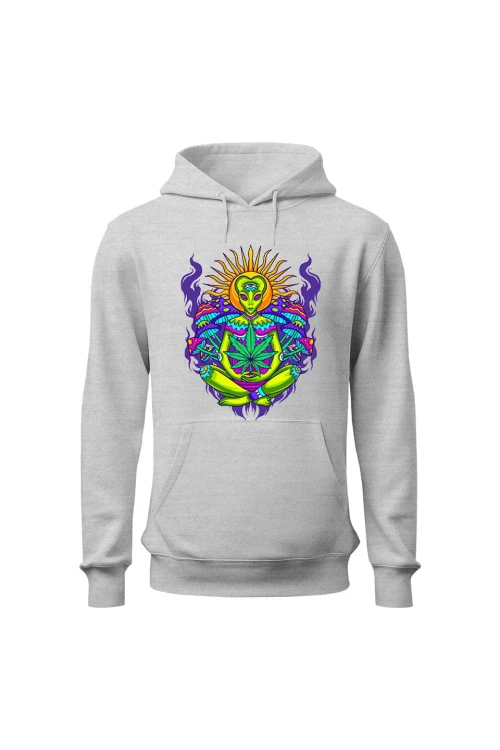 Bluza męska z kapturem Hippies Alien - szara