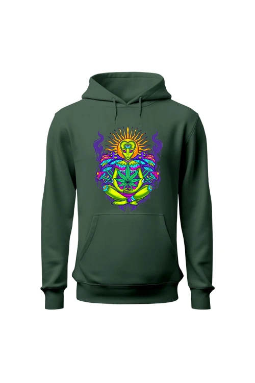 Bluza męska z kapturem Hippies Alien - zielona