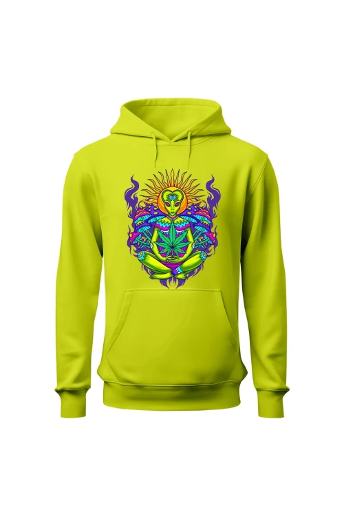 Bluza męska z kapturem Hippies Alien - limonka