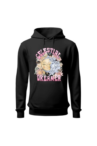 Bluza męska z kapturem Celestial Dreamer - czarna