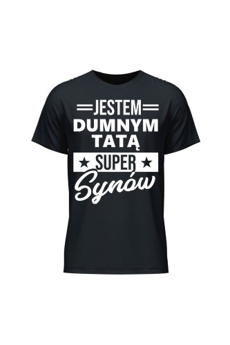 Koszulka męska Dumny Tata Super Synów - czarna