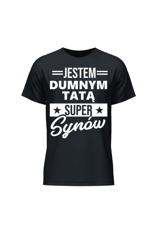 Koszulka męska Dumny Tata Super Synów - czarna