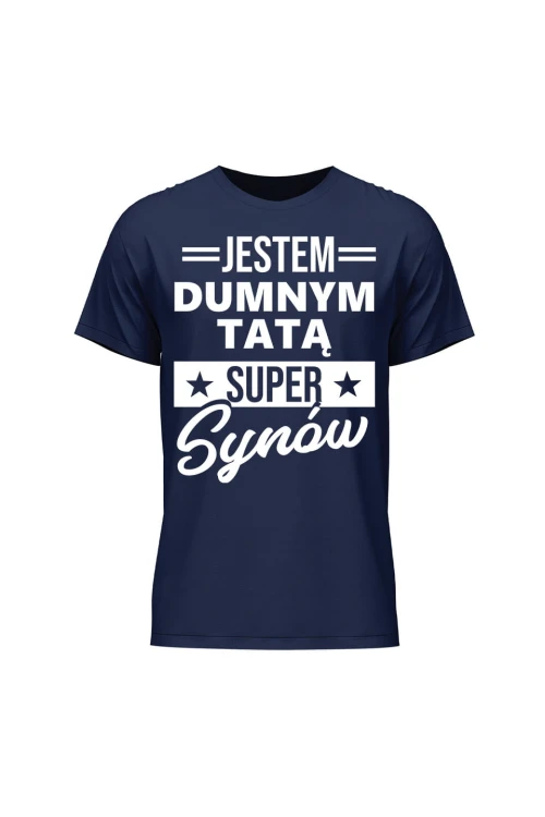 Koszulka męska Dumny Tata Super Synów - granatowa