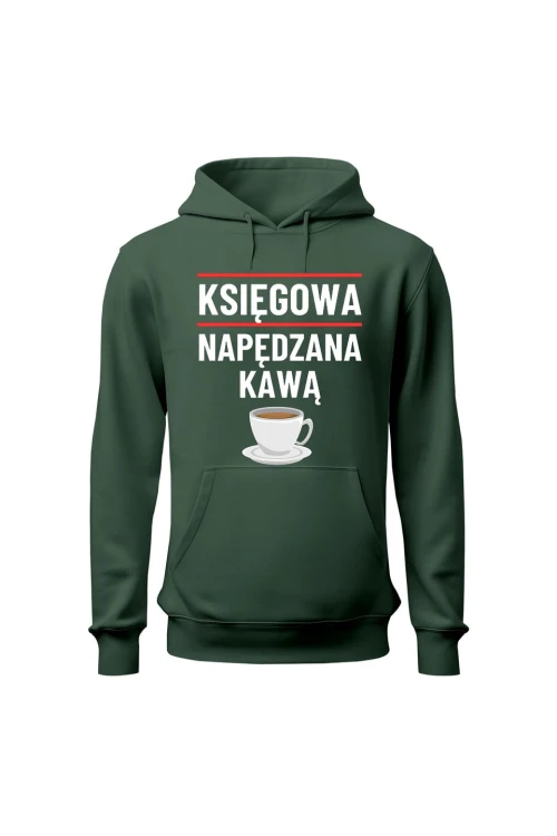Bluza damska z kapturem Księgowa napędzana kawą - zielona
