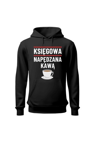 Bluza damska z kapturem Księgowa napędzana kawą - czarna