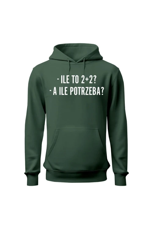 Bluza damska z kapturem Ile to 2+2? A ile potrzeba? - zielona