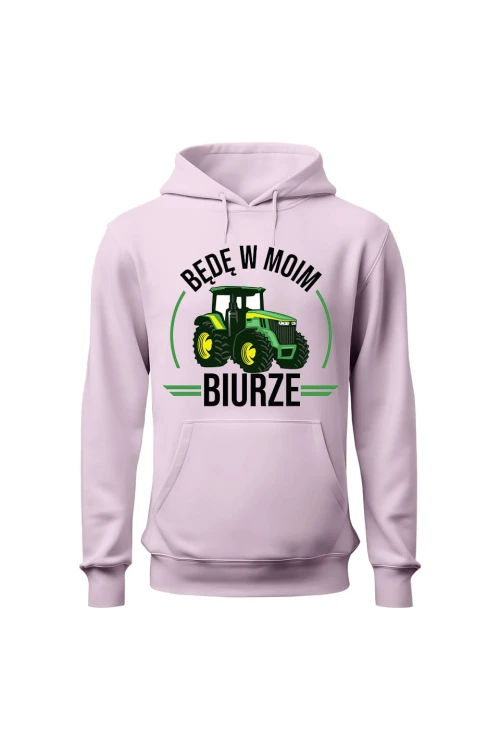 Bluza damska z kapturem Będę w moim biurze traktor - różowa