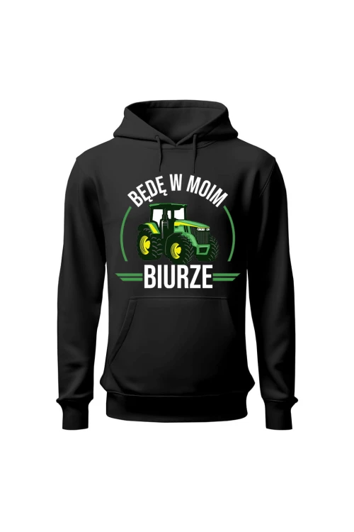 Bluza damska z kapturem Będę w moim biurze traktor - czarna