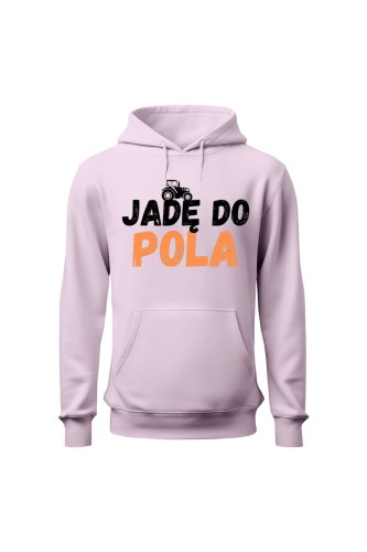 Bluza damska z kapturem Jadę do pola - różowa