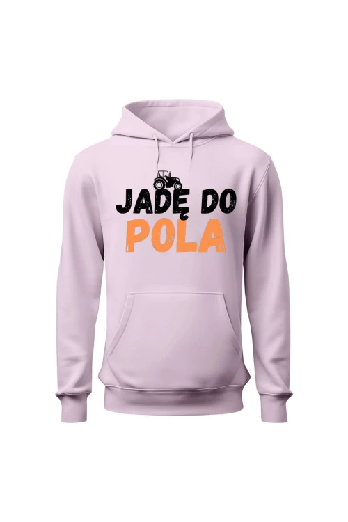 Bluza damska z kapturem Jadę do pola - różowa