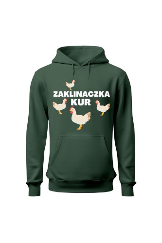 Bluza damska z kapturem Zaklinaczka kur - zielona