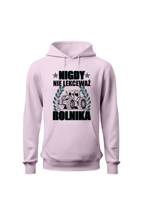 Bluza damska z kapturem Nigdy nie lekceważ rolnika - różowa