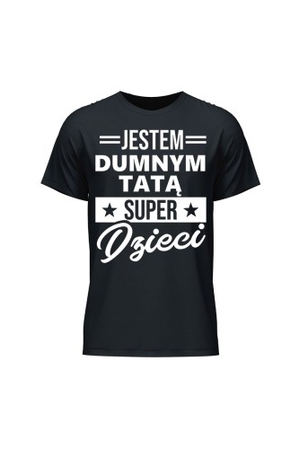 Koszulka męska Dumny Tata Super Dzieci - czarna