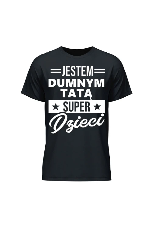 Koszulka męska Dumny Tata Super Dzieci - czarna