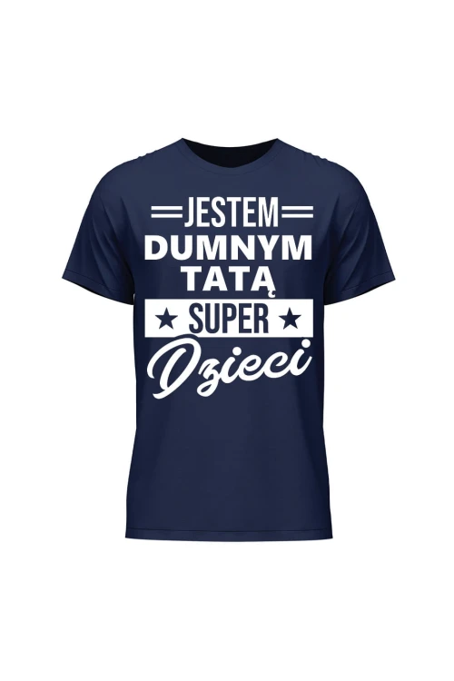 Koszulka męska Dumny Tata Super Dzieci - granatowa