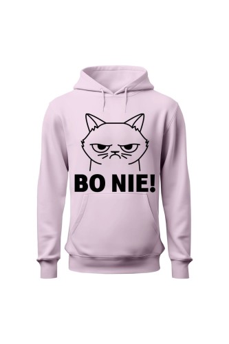 Bluza damska z kapturem Bo NIE - różowa