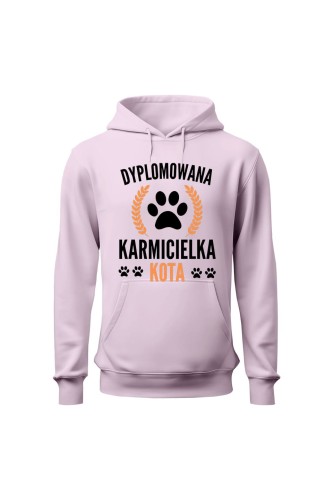 Bluza damska z kapturem Dyplomowana Karmicielka Kota - różowa