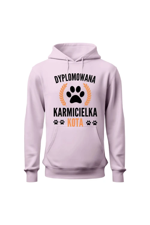 Bluza damska z kapturem Dyplomowana Karmicielka Kota - różowa