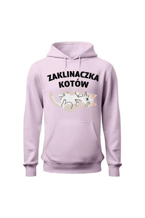 Bluza damska z kapturem Zaklinaczka kotów - różowa