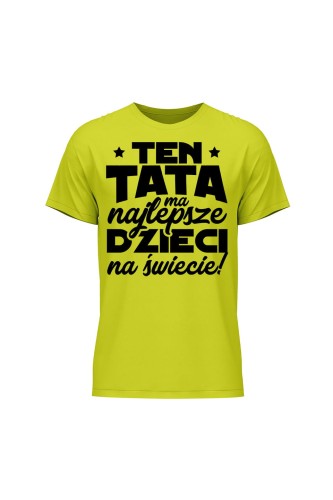 Koszulka męska Ten tata ma najlepsze dzieci na świecie - limonka