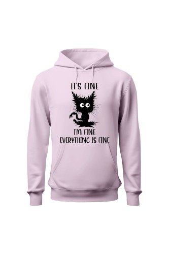 Bluza damska z kapturem I'm fine - różowa