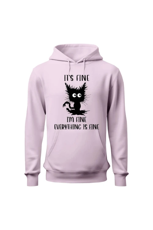 Bluza damska z kapturem I'm fine - różowa