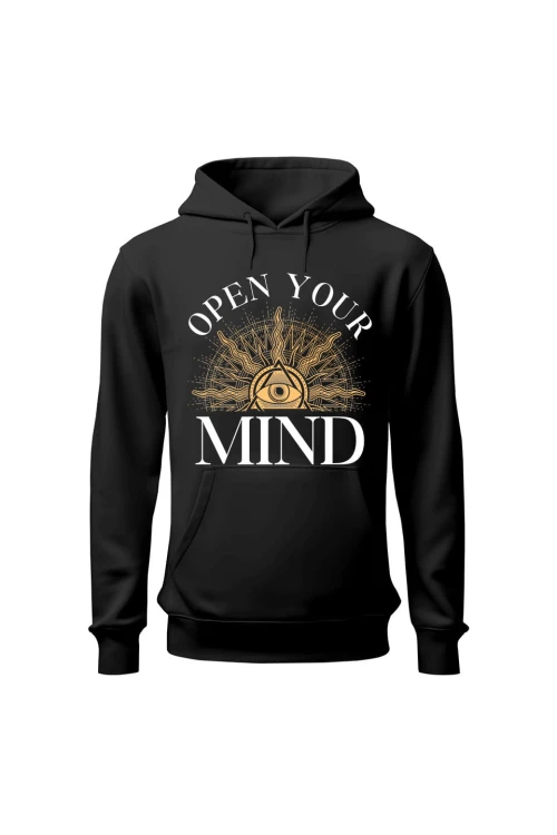 Bluza damska z kapturem Open your mind - czarna