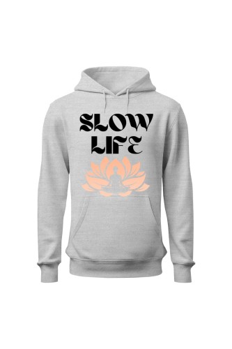 Bluza damska z kapturem Slow life - szara