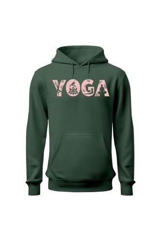 Bluza damska z kapturem Yoga Napis - zielona