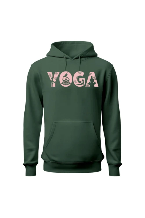 Bluza damska z kapturem Yoga Napis - zielona