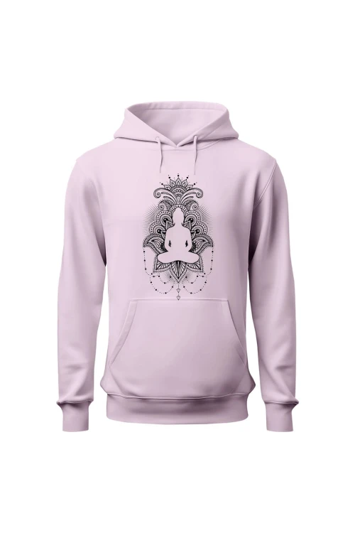 Bluza damska z kapturem Budda Medytacja - różowa