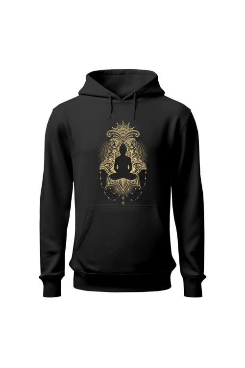 Bluza damska z kapturem Budda Medytacja - czarna
