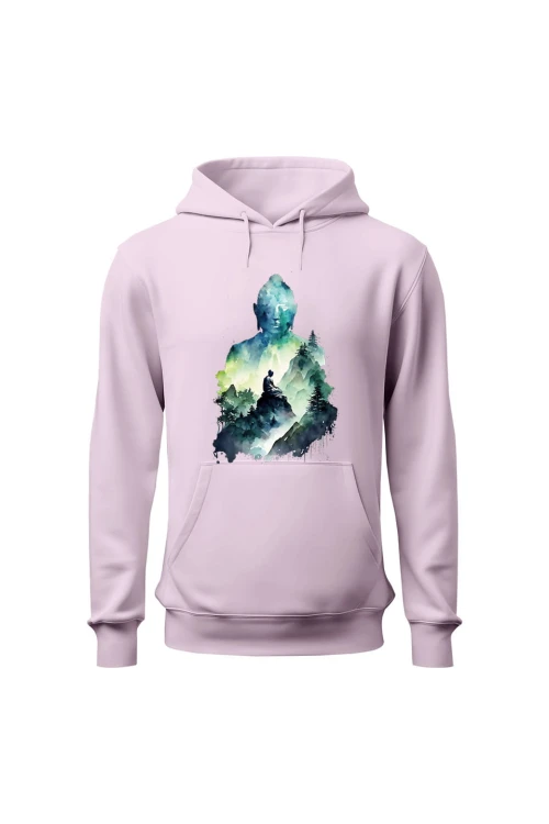 Bluza damska z kapturem Buddyzm Medytacja - różowa