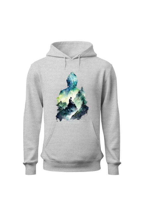 Bluza damska z kapturem Buddyzm Medytacja - szara