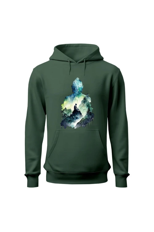 Bluza damska z kapturem Buddyzm Medytacja - zielona