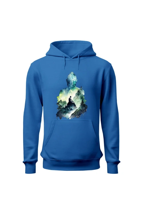 Bluza damska z kapturem Buddyzm Medytacja - niebieska