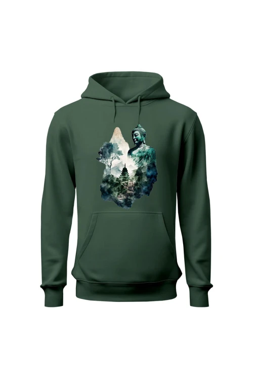 Bluza damska z kapturem Buddyzm - zielona