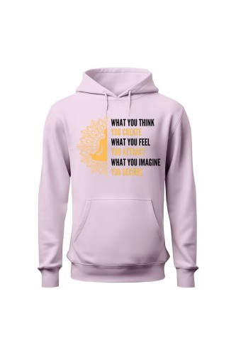 Bluza damska z kapturem What you think you create - różowa