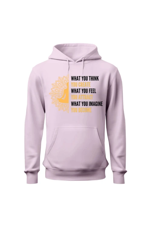 Bluza damska z kapturem What you think you create - różowa