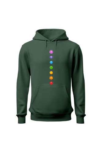 Bluza damska z kapturem Czakry - zielona