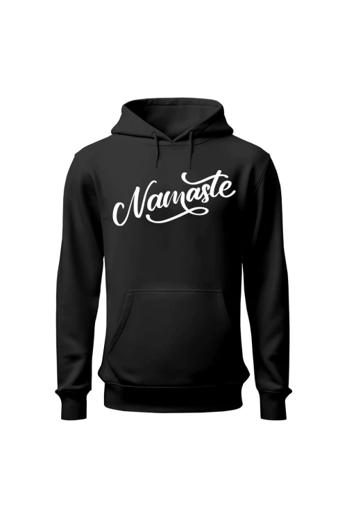 Bluza damska z kapturem Namaste Napis - czarna