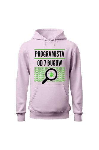 Bluza damska z kapturem Programista od siedmiu bugów - różowa